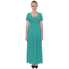 Seafoamy Green High Waist Short Sleeve Maxi Dress