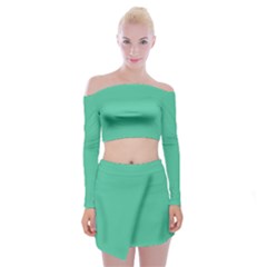 Seafoamy Green Off Shoulder Top With Mini Skirt Set by snowwhitegirl