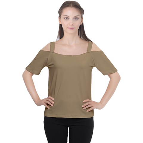 Brownish Cutout Shoulder Tee by snowwhitegirl