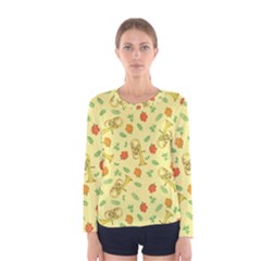 Tuba And Flower Pattern Women s Long Sleeve Tee