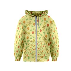 Tuba And Flower Pattern Kids  Zipper Hoodie by berwies