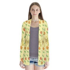 Tuba And Flower Pattern Drape Collar Cardigan by berwies