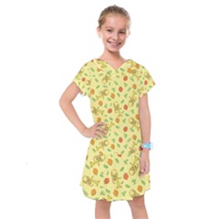 Tuba And Flower Pattern Kids  Drop Waist Dress by berwies