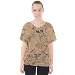 Lifestyle Pattern V-neck Dolman Drape Top by berwies