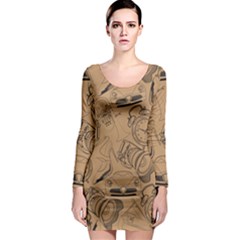 Lifestyle Pattern Long Sleeve Bodycon Dress by berwies