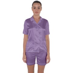 Grape Light Satin Short Sleeve Pyjamas Set