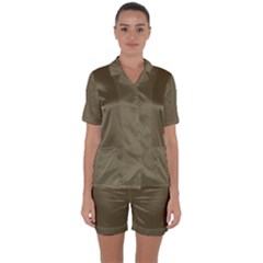 Rainy Brown Satin Short Sleeve Pyjamas Set by snowwhitegirl