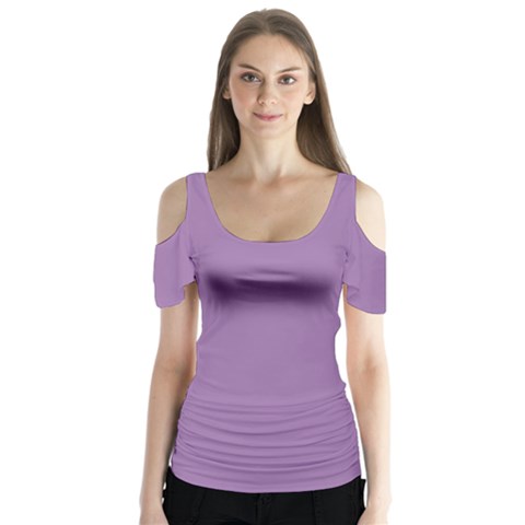 Uva Purple Butterfly Sleeve Cutout Tee  by snowwhitegirl