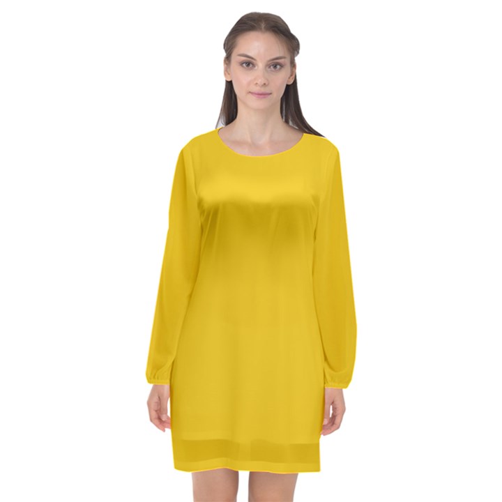 Cheesy Long Sleeve Chiffon Shift Dress 