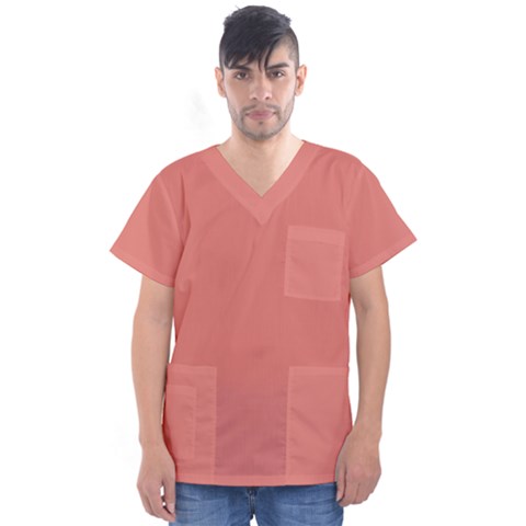 Late Peach Men s V-neck Scrub Top by snowwhitegirl