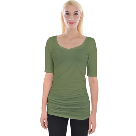 Earth Green Wide Neckline Tee by snowwhitegirl