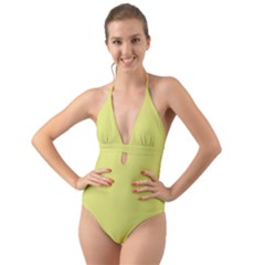 Avocado Halter Cut-out One Piece Swimsuit