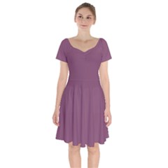 Medium Grape Short Sleeve Bardot Dress by snowwhitegirl