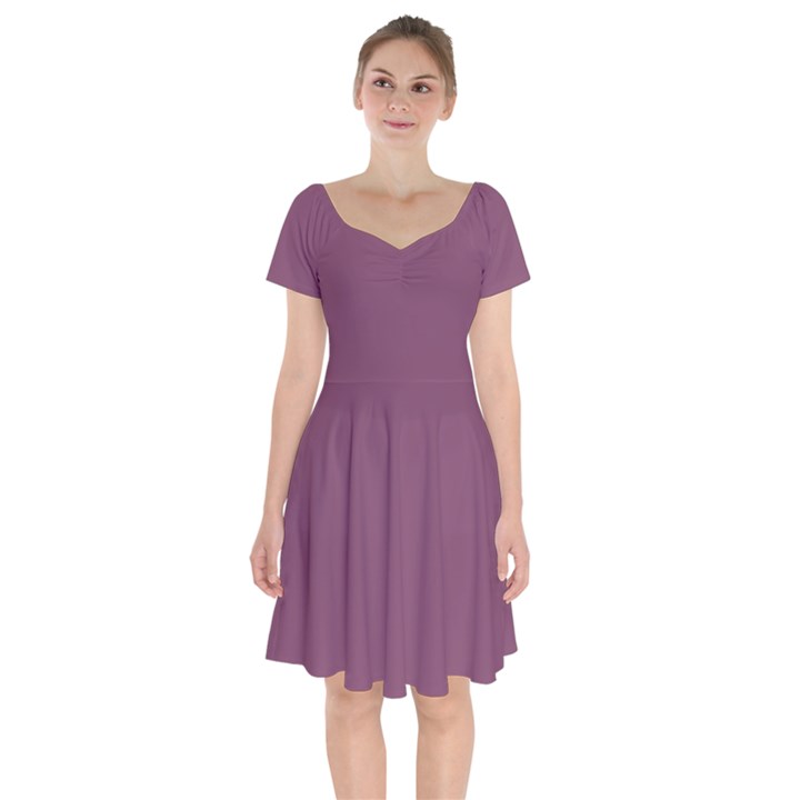 Medium Grape Short Sleeve Bardot Dress