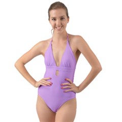 Purple Whim Halter Cut-out One Piece Swimsuit by snowwhitegirl