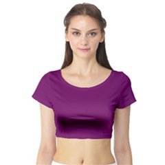 Magenta Ish Purple Short Sleeve Crop Top by snowwhitegirl