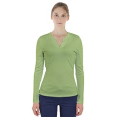 Grassy Green V-neck Long Sleeve Top by snowwhitegirl