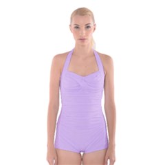 Lilac Morning Boyleg Halter Swimsuit  by snowwhitegirl