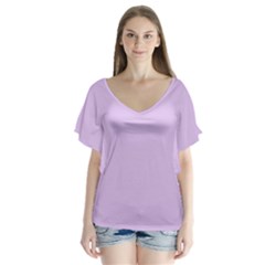 Lilac Morning V-neck Flutter Sleeve Top by snowwhitegirl