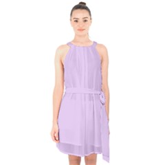 Lilac Morning Halter Collar Waist Tie Chiffon Dress by snowwhitegirl