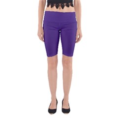 Dark Grape Purple Yoga Cropped Leggings by snowwhitegirl