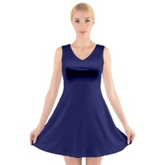 Dark Navy V-neck Sleeveless Skater Dress by snowwhitegirl