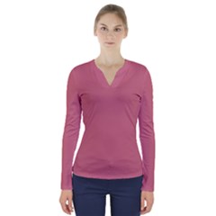 Pink Mauve V-neck Long Sleeve Top by snowwhitegirl