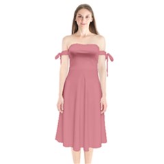 Pink Mauve Shoulder Tie Bardot Midi Dress by snowwhitegirl