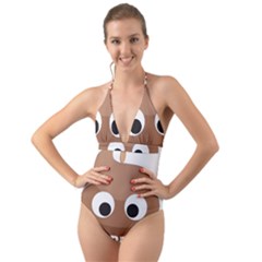 Poo Happens Halter Cut-out One Piece Swimsuit by Vitalitee