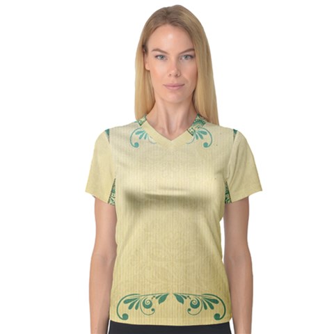 Art Nouveau Green V-neck Sport Mesh Tee by NouveauDesign