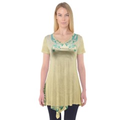 Art Nouveau Green Short Sleeve Tunic  by NouveauDesign