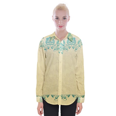 Art Nouveau Green Womens Long Sleeve Shirt by NouveauDesign