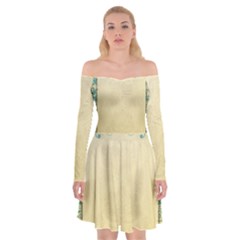 Art Nouveau Green Off Shoulder Skater Dress by NouveauDesign