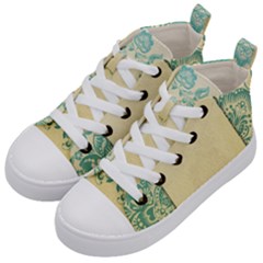 Art Nouveau Green Kid s Mid-top Canvas Sneakers by NouveauDesign