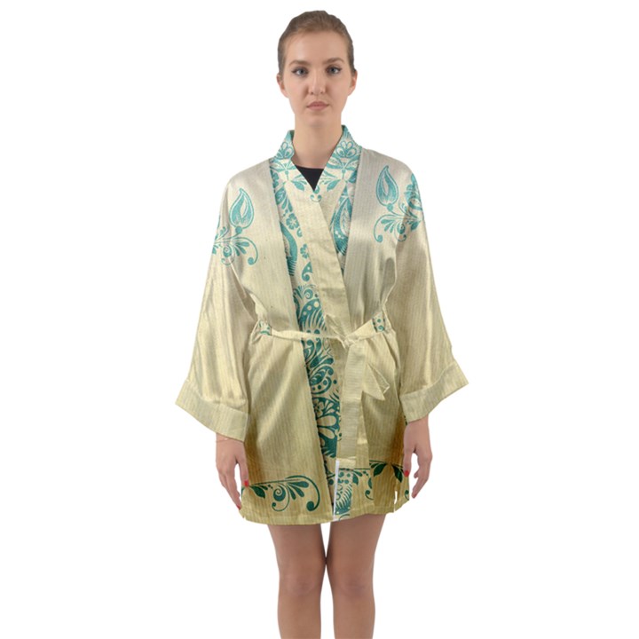 art nouveau green Long Sleeve Kimono Robe