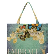 Embrace Shabby Chic Collage Zipper Medium Tote Bag by NouveauDesign