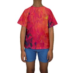 Triangle Geometric Mosaic Pattern Kids  Short Sleeve Swimwear by Nexatart