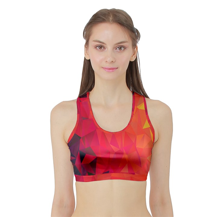 Triangle Geometric Mosaic Pattern Sports Bra with Border