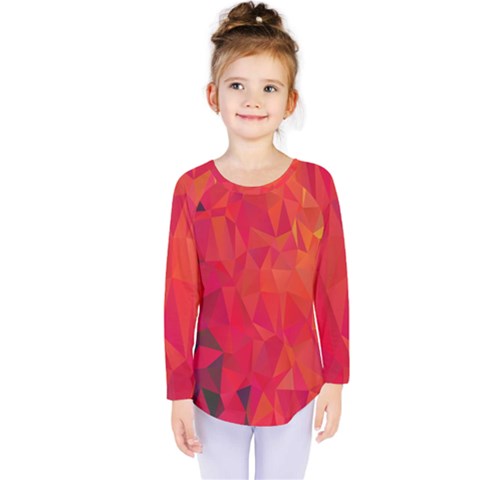 Triangle Geometric Mosaic Pattern Kids  Long Sleeve Tee by Nexatart