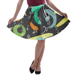 Repetition Seamless Child Sketch A-line Skater Skirt by Nexatart