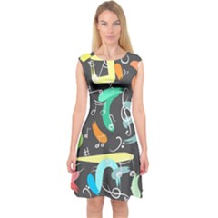 Repetition Seamless Child Sketch Capsleeve Midi Dress by Nexatart