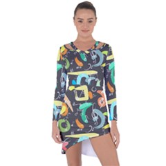 Repetition Seamless Child Sketch Asymmetric Cut-out Shift Dress by Nexatart