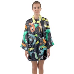 Repetition Seamless Child Sketch Long Sleeve Kimono Robe by Nexatart