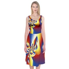 Mandelbrot Math Fractal Pattern Midi Sleeveless Dress