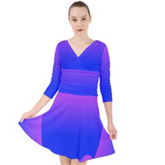 Abstract Bright Color Quarter Sleeve Front Wrap Dress	 by Nexatart