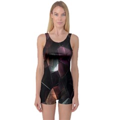 Crystals Background Design Luxury One Piece Boyleg Swimsuit by Nexatart