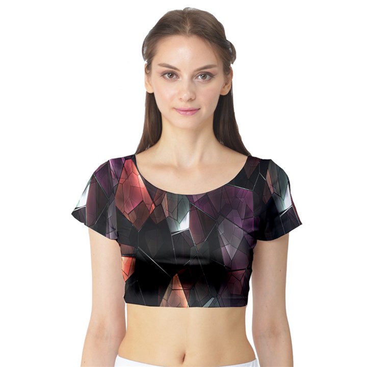 Crystals Background Design Luxury Short Sleeve Crop Top