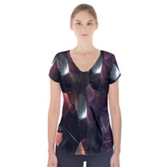 Crystals Background Design Luxury Short Sleeve Front Detail Top by Nexatart