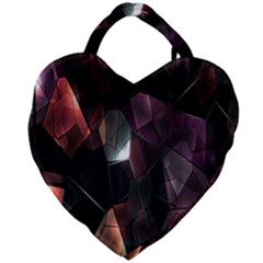 Crystals Background Design Luxury Giant Heart Shaped Tote by Nexatart