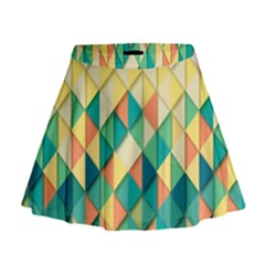 Background Geometric Triangle Mini Flare Skirt by Nexatart